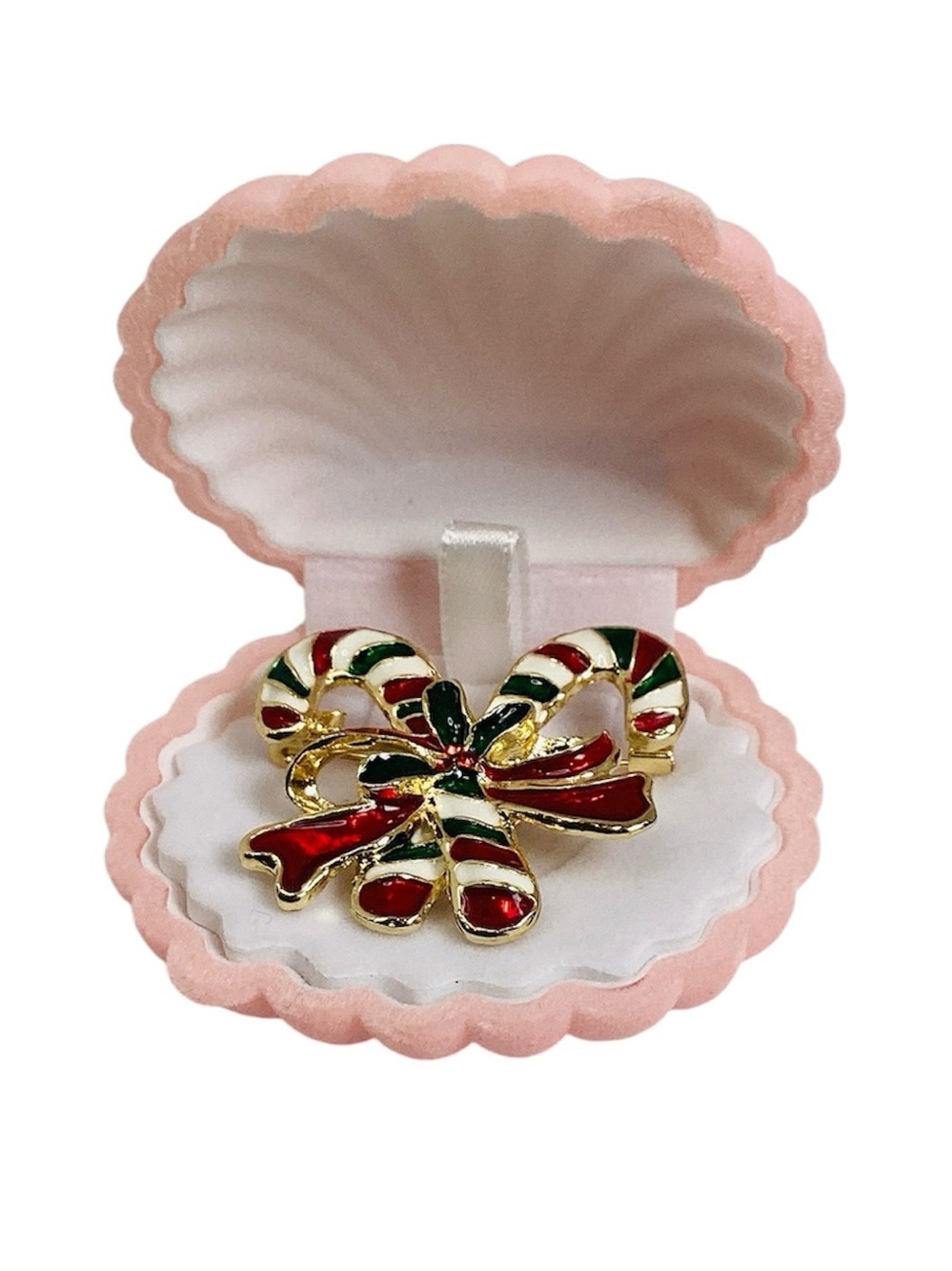 🍄 Holiday Candy Cane Bow Brooch